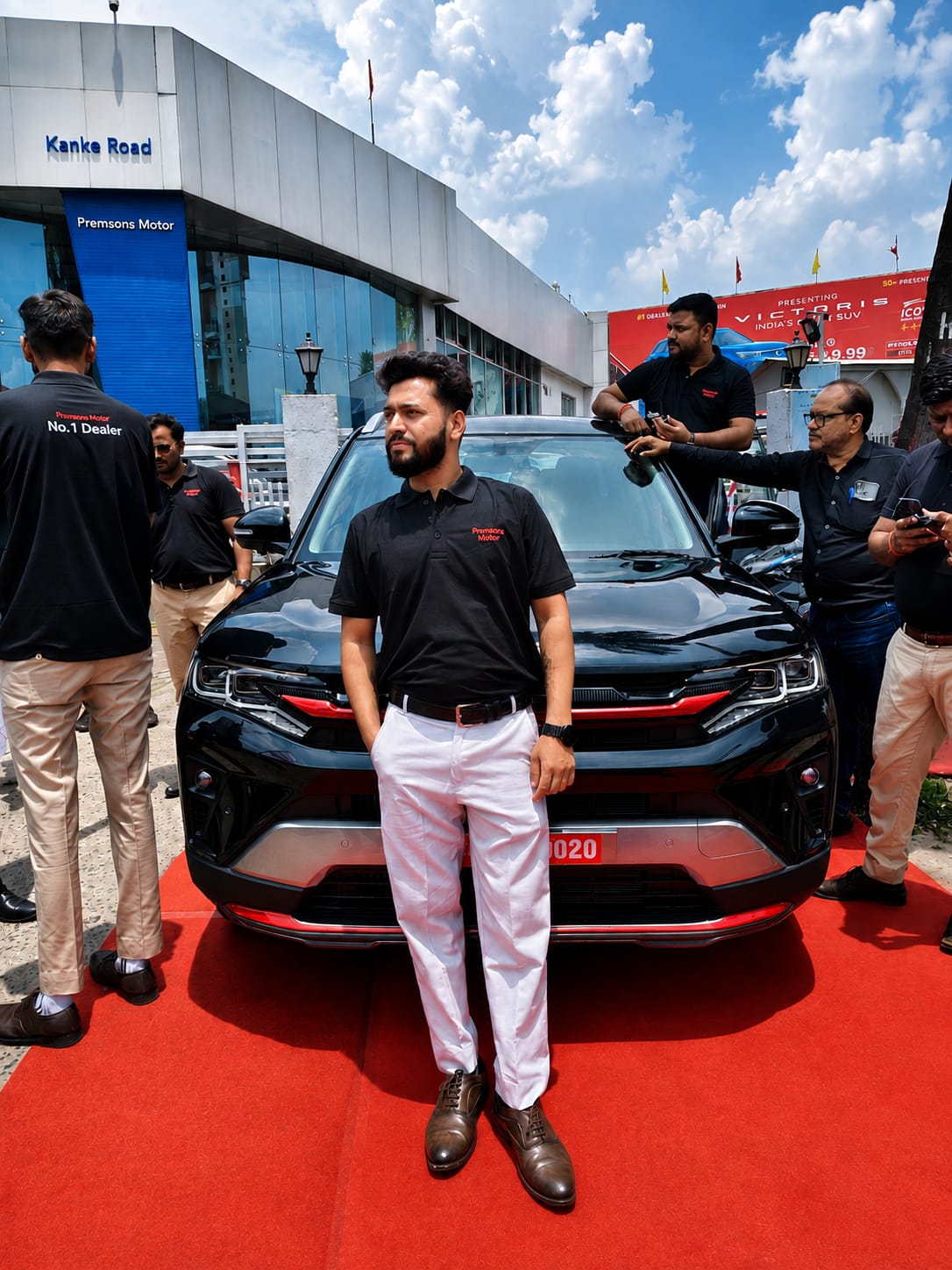 Happy customer receiving Maruti Suzuki car keys